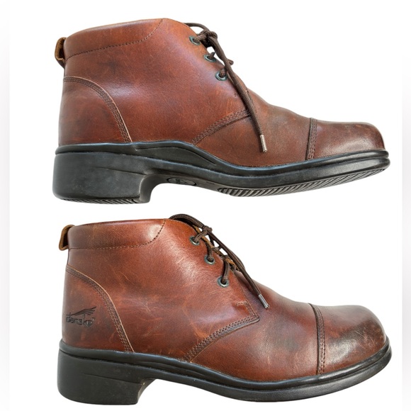 Dansko Womens Lace-Up Chukka Ankle Boots Shoes US 7.5 8 EU 38 Leather Brown EUC - Picture 2 of 16